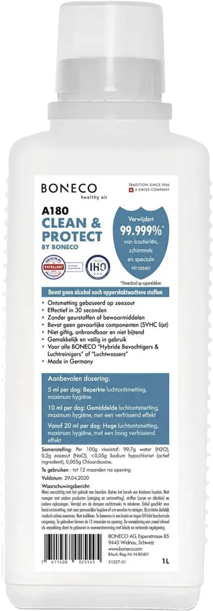 A 180 Clean and Protect ontsmettingsmiddel zonder alcohol