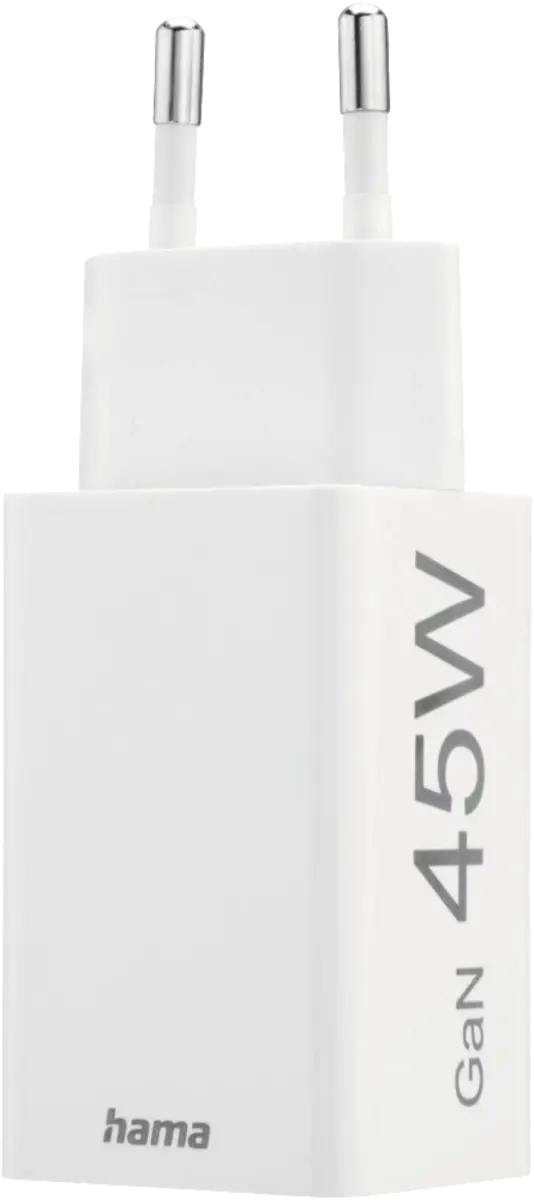 Snellader, 1x USB-C PD, 1x USB-A QC, mini-oplader, 45 W