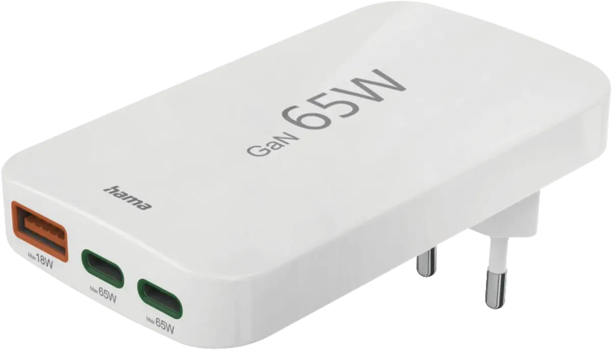 Snellader, 2x USB-C, 1x USB-A, PD, 65 W, inklapbaar