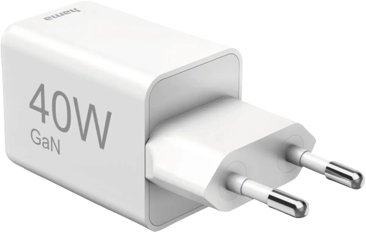 Snellader, GaN, 2x USB-C, super-mini-oplader, PD, 40 W