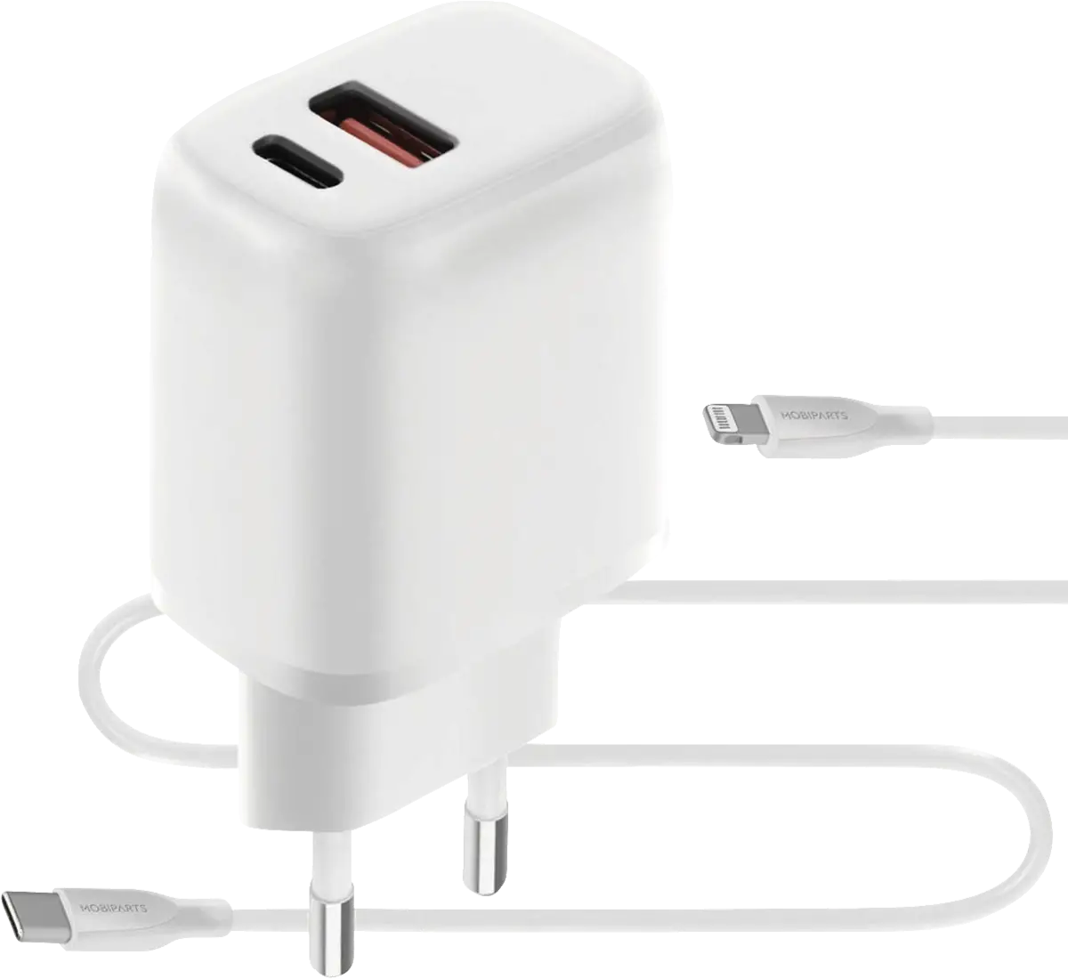 Wall Charger Dual USB-C/USB-A with Lightning Cable
