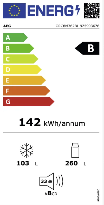 AEG ORC8M362BL energielabel