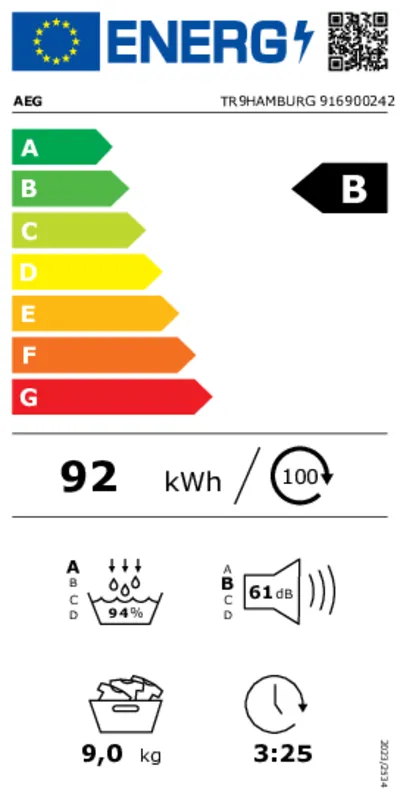 AEG TR9HAMBURG energielabel