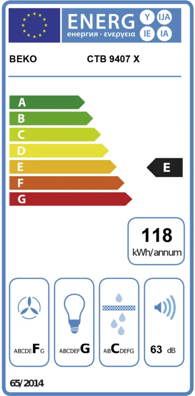 Beko CTB 9407 X energielabel