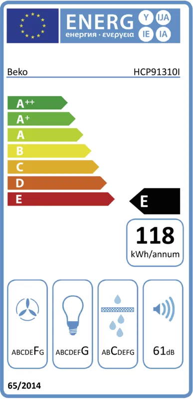 Beko HCP91310I energielabel