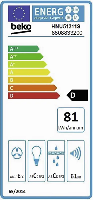 Beko HNU51311S energielabel