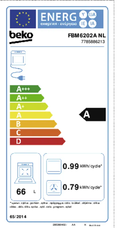 Beko FBM6202A NL energielabel