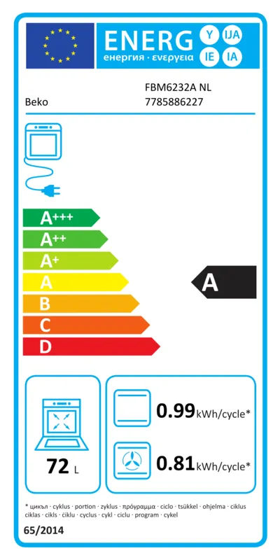Beko FBM6232A NL energielabel