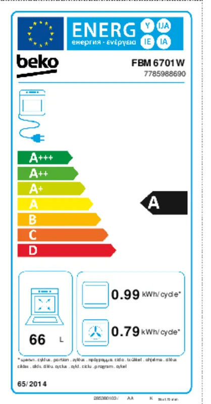 Beko FBM6701W energielabel