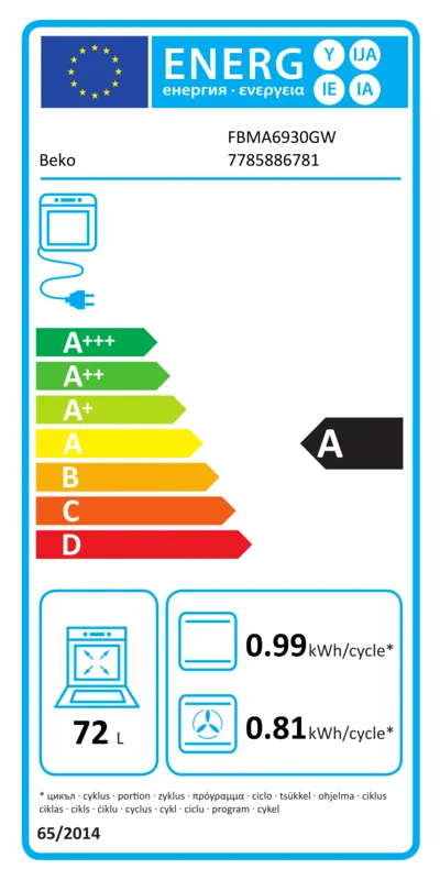 Beko FBMA6930GW energielabel