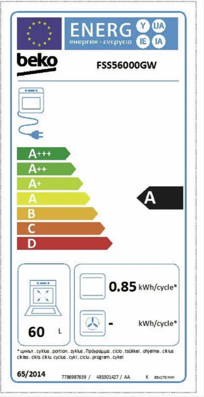 Beko FSS56000GW energielabel