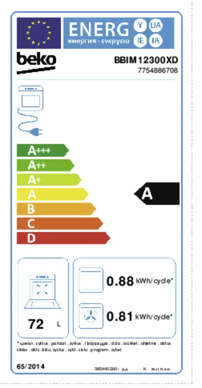 Beko BBIM12300XD energielabel