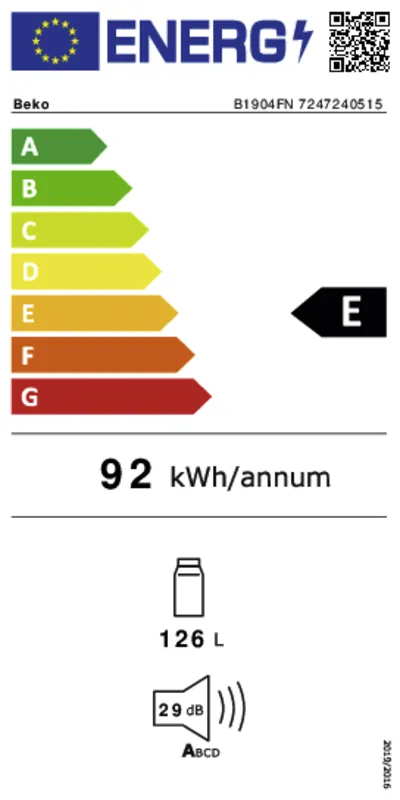 Beko B1904FN energielabel