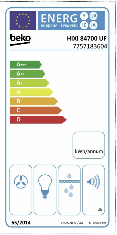 Beko HIXI84700UF energielabel