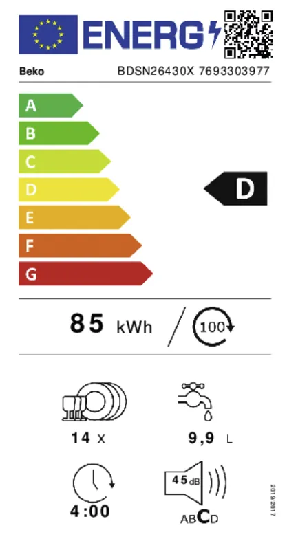 Beko BDSN26430X energielabel