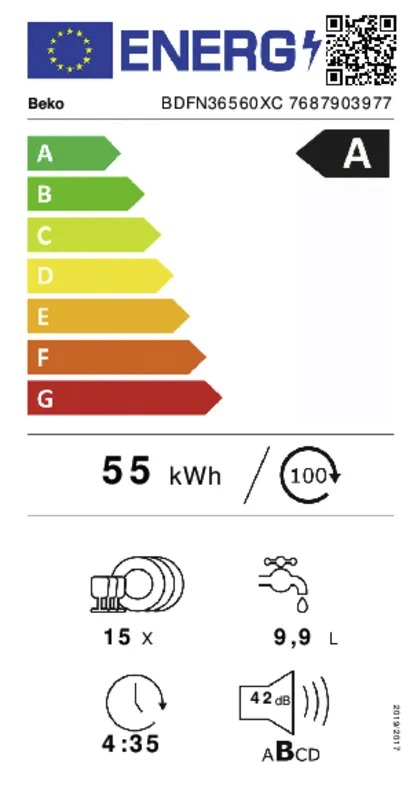 Beko BDFN36560XC energielabel