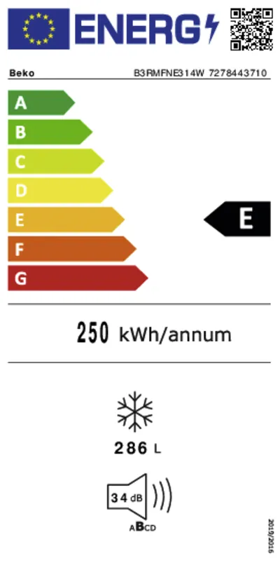 Beko B3RMFNE314W energielabel