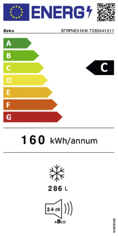 Beko B7RFNE316W energielabel