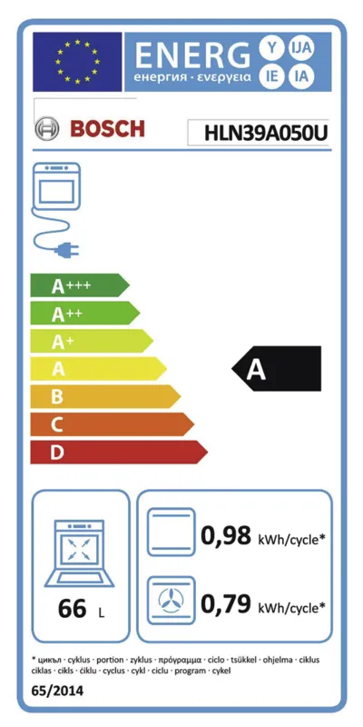 Bosch HLN39A050U energielabel