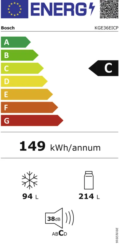 Bosch KGE36EICP energielabel