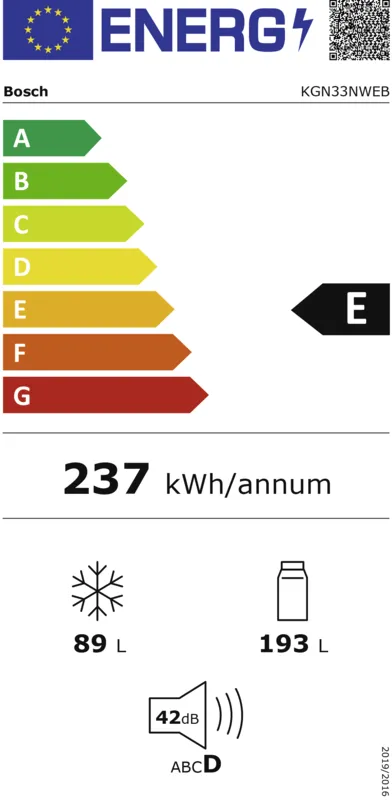 Bosch KGN33NWEB energielabel