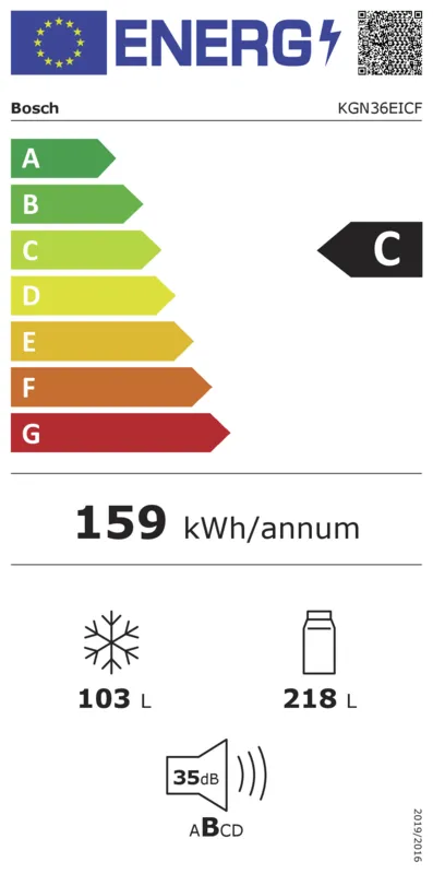 Bosch KGN36EICF energielabel