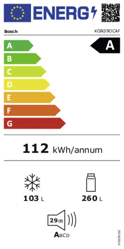 Bosch KGN39OCAF energielabel