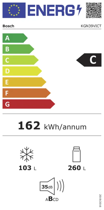 Bosch KGN39VICT energielabel