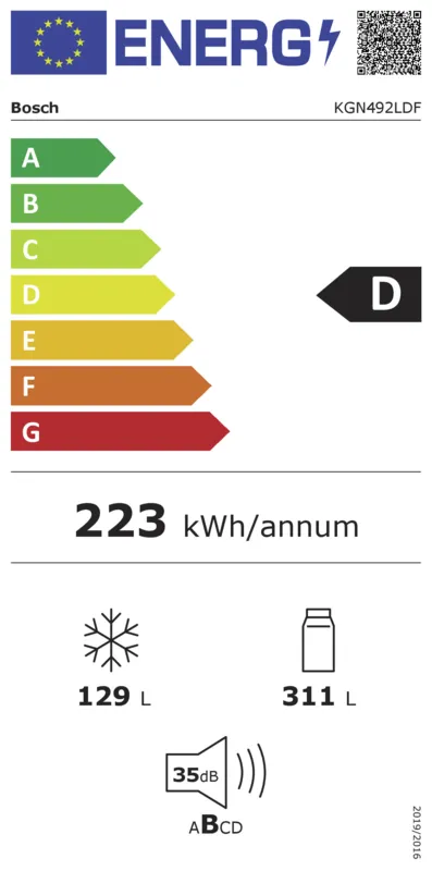 Bosch KGN492LDF energielabel