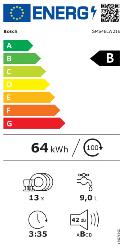 Bosch SMS4ELW21E energielabel