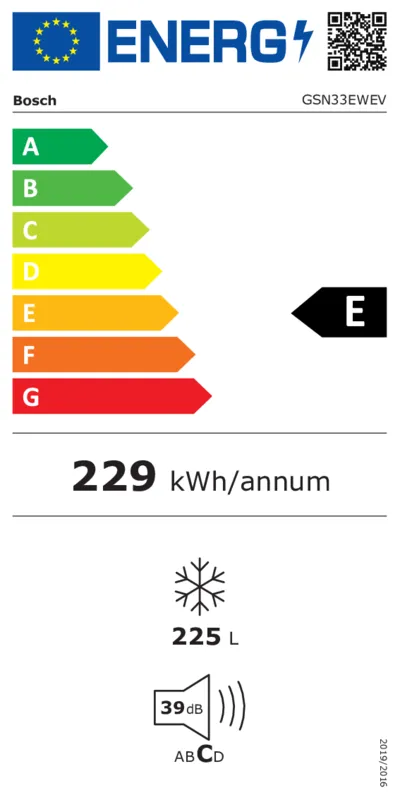 Bosch GSN33EWEV energielabel