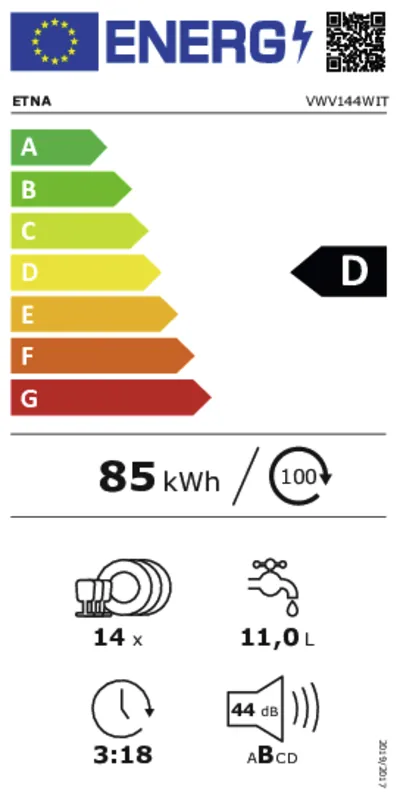 Etna VWV144WIT energielabel