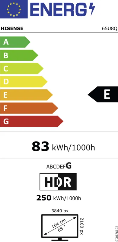 Hisense 65U8Q energielabel