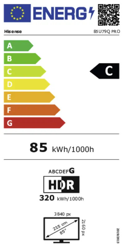 Hisense 85U79Q PRO energielabel