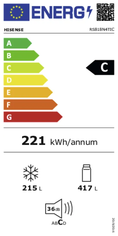 Hisense RS818N4TIC energielabel