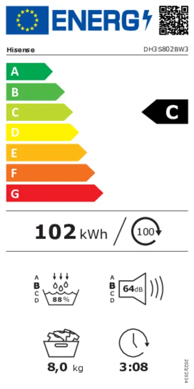 Hisense DH3S802BW3 energielabel