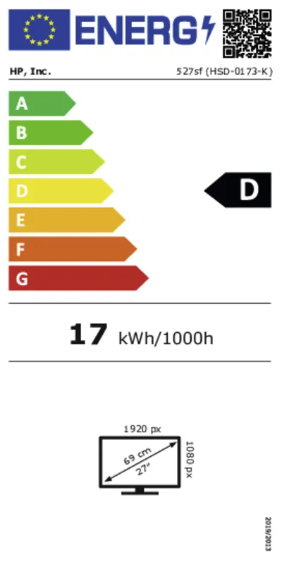 HP Serie 5 27 inch energielabel