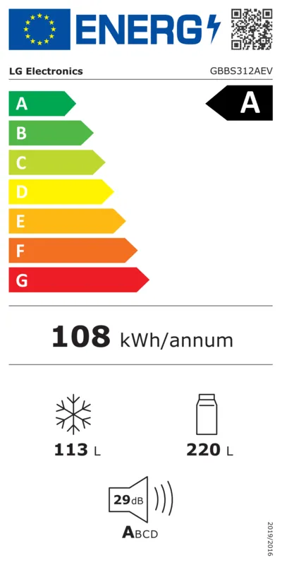 LG GBBS312AEV energielabel