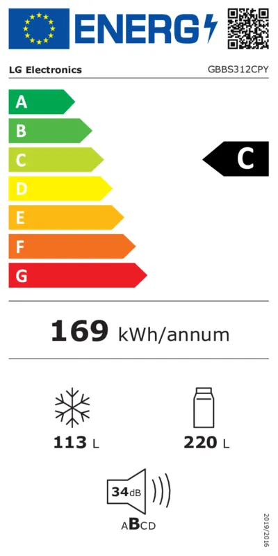LG GBBS312CPY energielabel