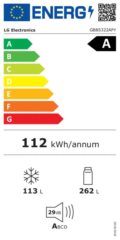 LG GBBS322APY energielabel
