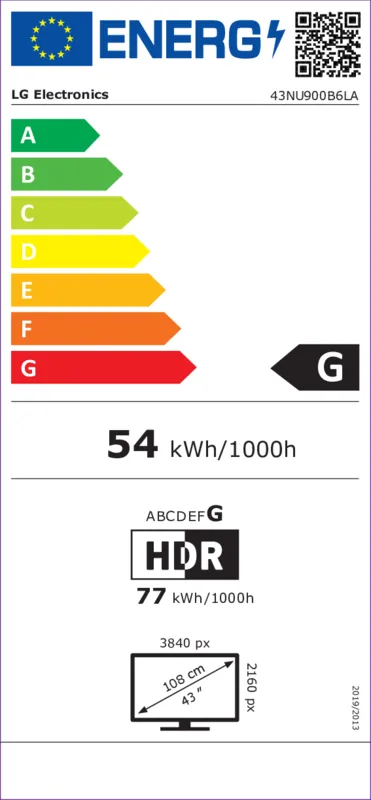 LG 43NU900B6LA energielabel
