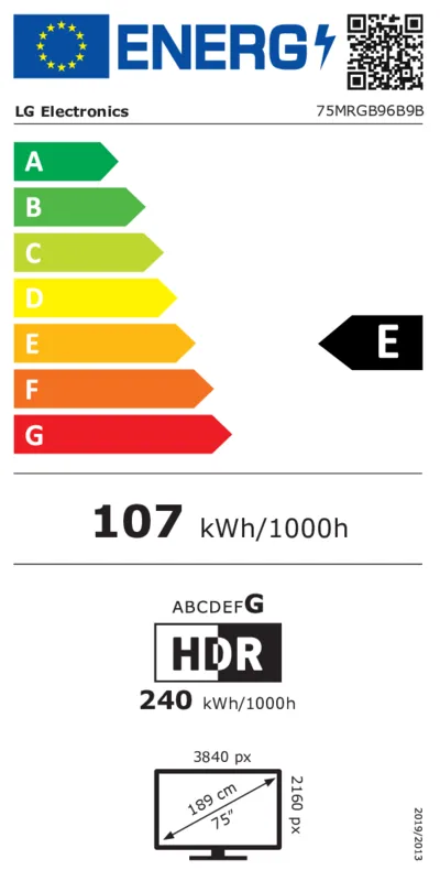 LG 75MRGB96B9B.AEU energielabel