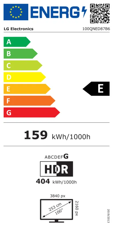LG 100QNED87B6 energielabel