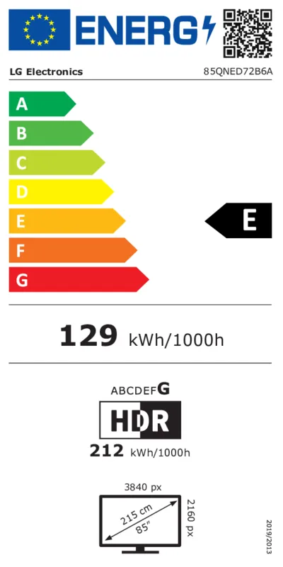 LG 85QNED72B6A energielabel