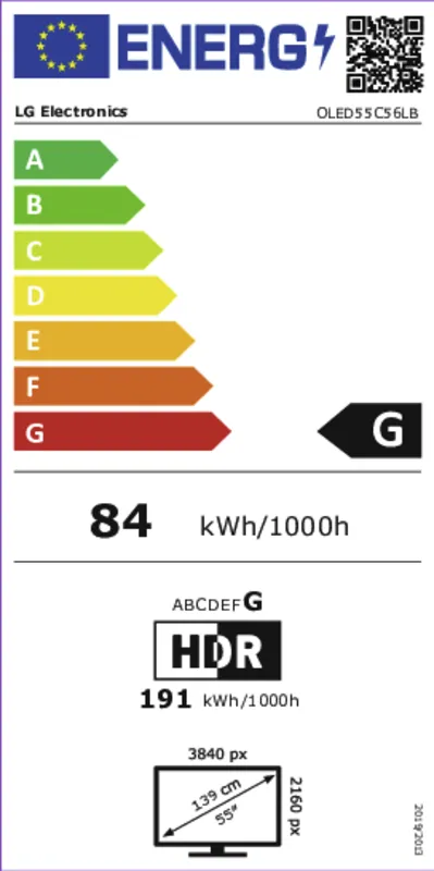 LG OLED55C56LB.AEU energielabel