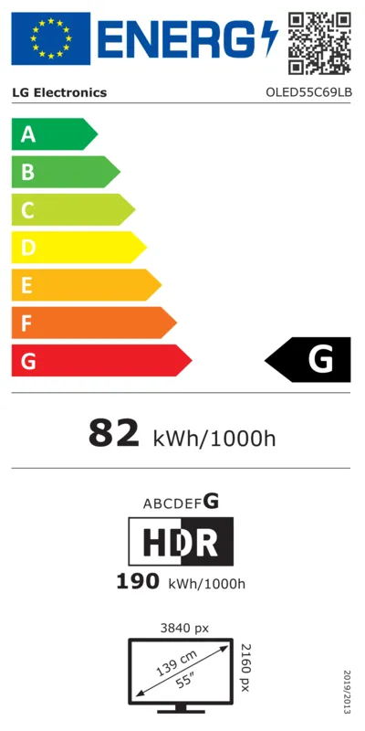 LG OLED55C69LB energielabel
