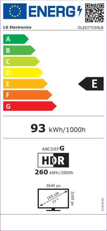 LG OLED77C69LB energielabel