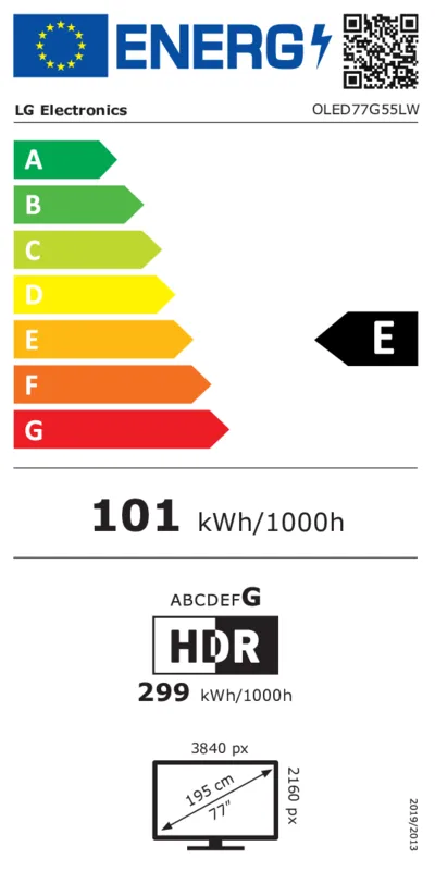 LG OLED77G55LW.AEU energielabel