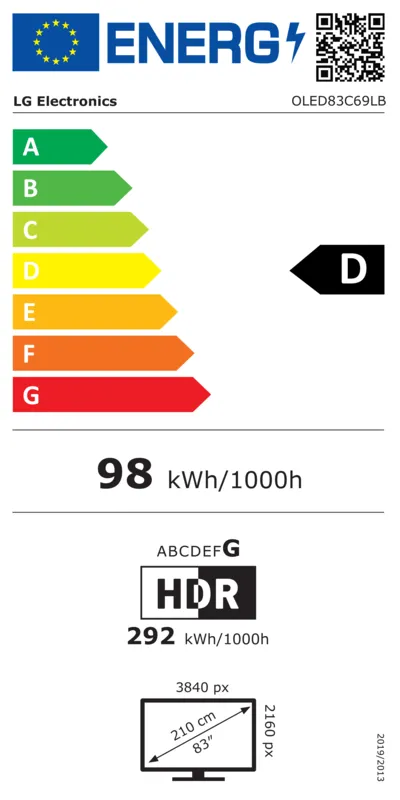 LG OLED83C69LB energielabel
