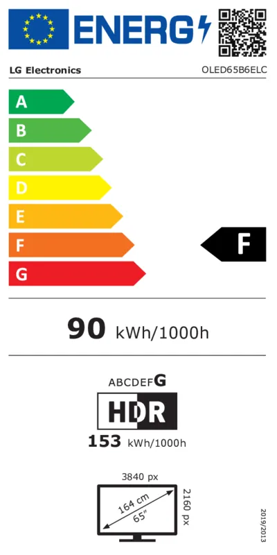 LG OLED65B6ELC energielabel